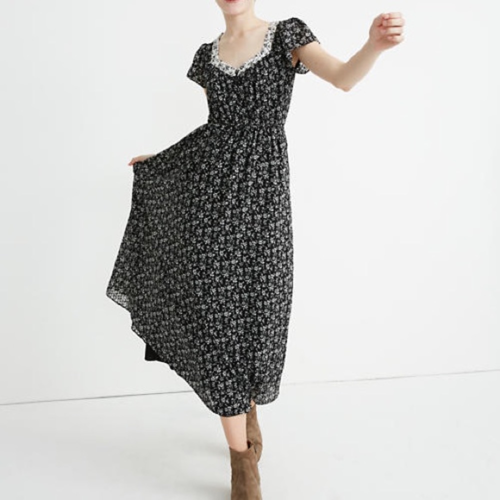 Madewell Black & White Floral Dress